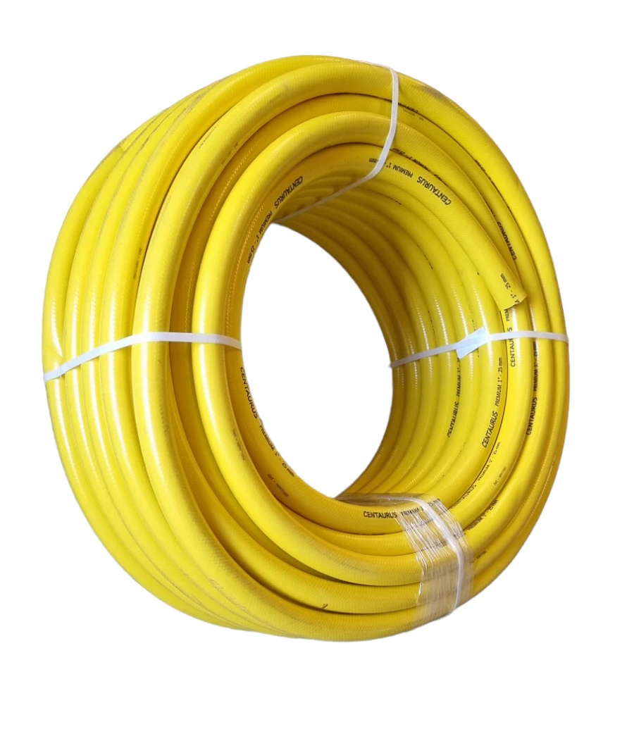 Dekwas slang 1-duims  Materiaal: PVC Kleur: Geel100 meter